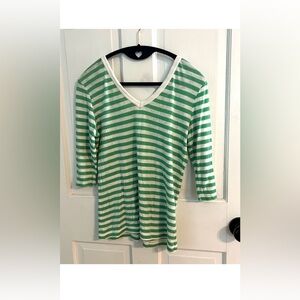 Vintage 70s Sears Top Retro Boho Mod Striped Blouse Size S